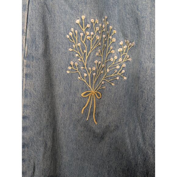 Meadows 6 Murselis Jeans Baggy Barrel Wide Leg Pants High Waisted Embroidered - Picture 4 of 15